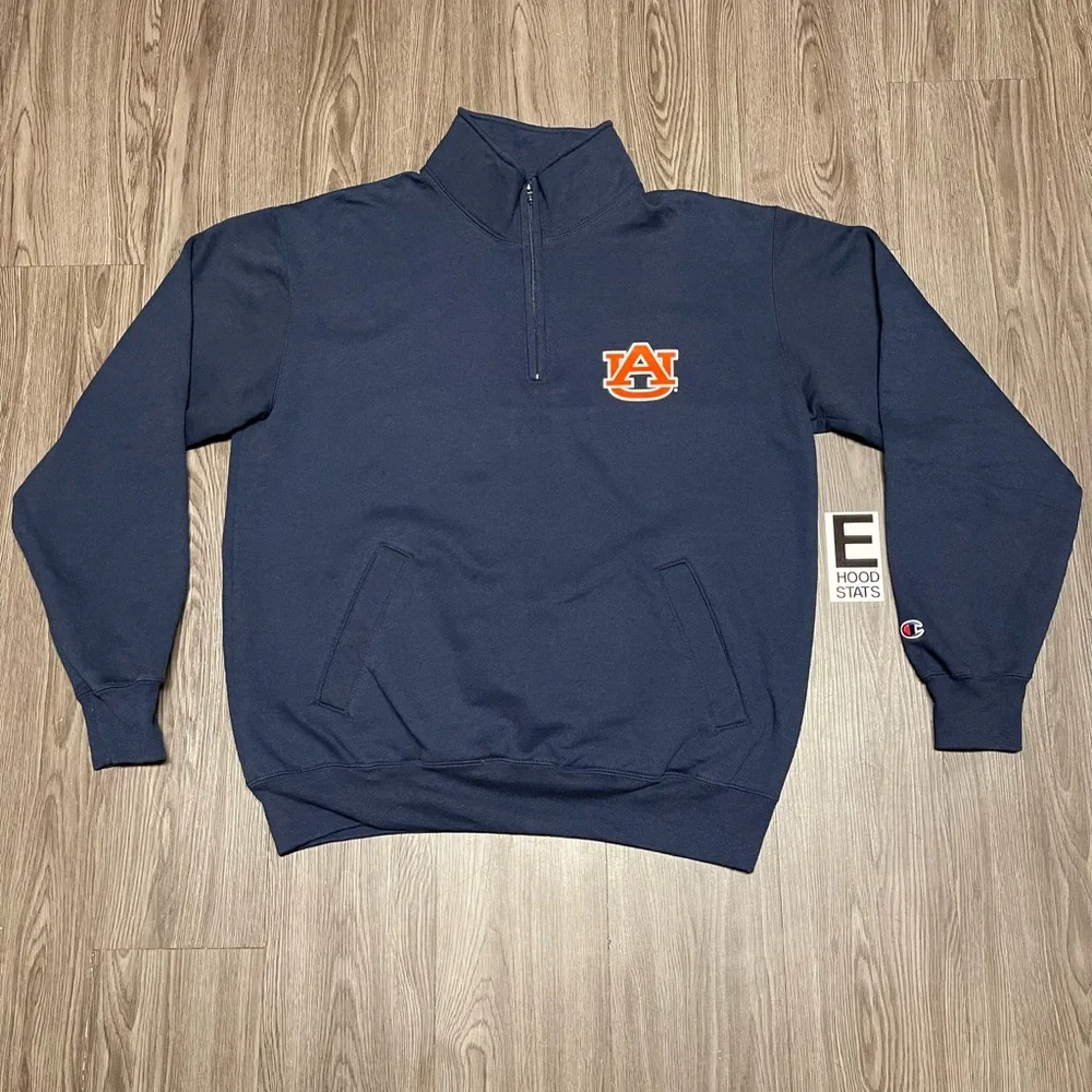 Champion University Of Auburn Blue Quarter Zip Mens Size Large Pullover